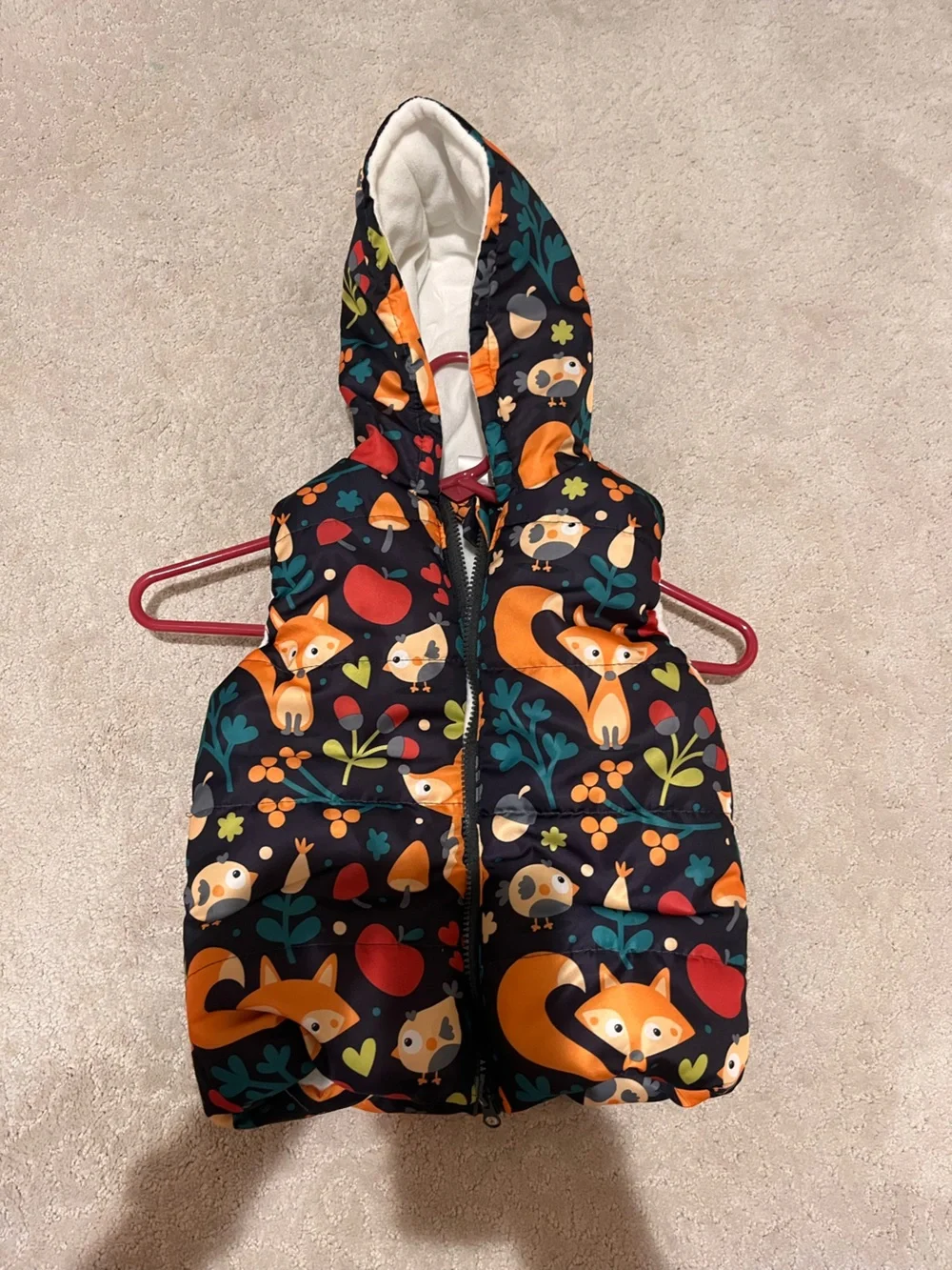 Cute Crew Puffer Vest Woodland Animals Size 4